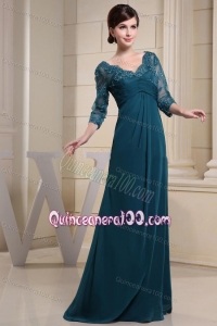 2014 Inexpensive V-neck Teal Mother Of The Dress With Lace