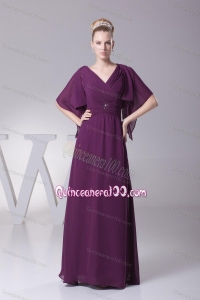 2014 Luxurious Ruching and Beading Mother Of The Dress in Dark Purple