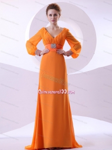2014 The Brand New Style Orange Mother of the Dresses with Beading and Ruching