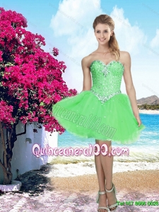 2015 New Arrival Spring Green Sweetheart Dama Dress with Beading