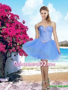 New Style 2015 Summer Lavender Sweetheart Dama Dresses with Beading