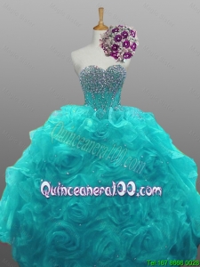 2016 Summer Beautiful Sweetheart Beaded Quinceanera Dresses with Rolling Flowers
