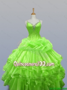 Luxurious 2016 Fall Straps Quinceanera Dresses with Ruffled Layers