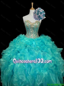 New Arrival 2016 Fall Sweetheart Mint Quinceanera Dresses with Sequins and Ruffles