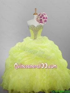 2015 Pretty Sweetheart Beaded Quinceanera Dresses with Ruffled Layers