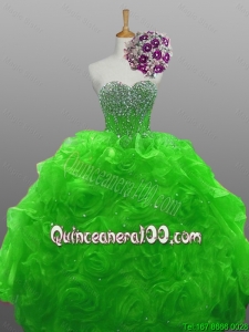 2016 Fall Elegant Sweetheart Quinceanera Dresses with Beading and Rolling Flowers