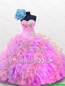 2016 Fall Elegant Sweetheart Sequins and Ruffles Quinceanera Gowns in Organza