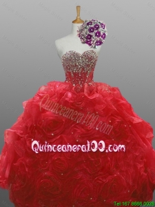 2016 Summer Perfect Sweetheart Quinceanera Dresses with Beading and Rolling Flowers
