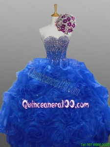 2016 Summer Top Seller Sweetheart Quinceanera Dresses with Beading and Rolling Flowers