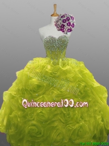 Pretty 2016 Summer Beaded Quinceanera Dresses with Rolling Flowers