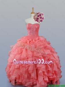 Pretty 2016 Summer Beading and Ruffles Sweetheart Quinceanera Dresses