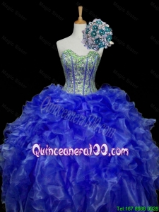 Pretty Sweetheart Blue Sweet 16 Dresses with Sequins and Ruffles for 2015