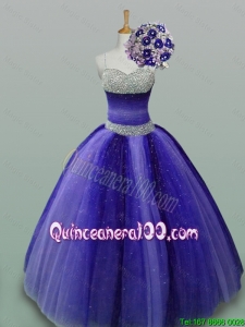 2015 Luxurious Quinceanera Dresses with Beading in Tulle