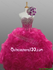 New Style Beading and Rolling Flowers Sweetheart Quinceanera Dresses for 2016 Fall