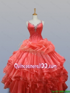 Pretty Ruffled Layers Straps Quinceanera Dresses with Beading for 2015