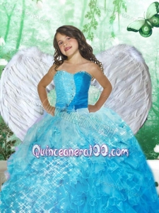 2014 Wonderful Sweetheart Blue Little Girl Pageant Dress with Beading and Ruffles