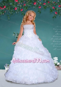 Fashionable Strapless White Quinceanera Gowns with Beading and Ruffles