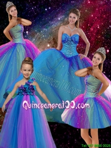 Decent Ball Gown Sweetheart Multi Color Detachable Quinceanera Dresses with Beading