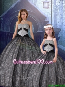 Classical Ball Gown Sweetheart Appliques Princesita Quinceanera Dresses in Black