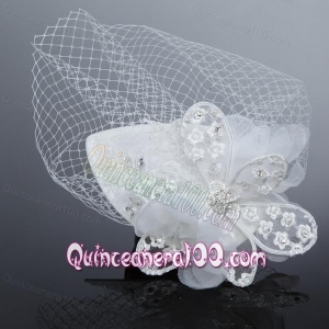 Fashionable Beading Tulle and Lace Hat Hair Ornament
