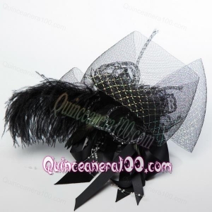 Gorgeous Feather Lace and Imitation Pearls Hair Ornament