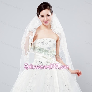 Elegant One-Tier Oval Elbow Veils with Lace Edge