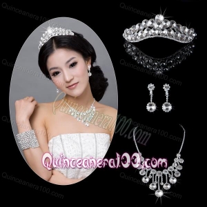 Exquisite Alloy With Rhinestone Pearl Ladies Jewelry Sets
