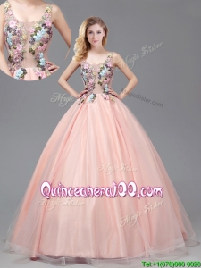 2017 Lovely See Through Criss Cross Quinceanera Gown with Applique Decorated Bodice