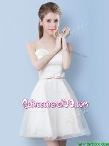 Affordable Bowknot Off White Dama Dress in Tulle for 2017