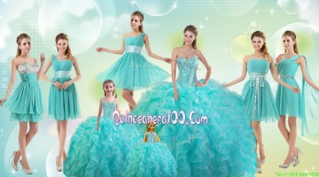 Luxurious Beaded Bodice Quinceanera Dress and Latest Visible Boning Mini Quinceanera Dress and Popular Aqua Blue Dama Dresses