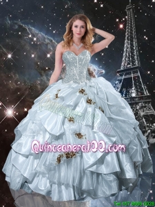 2015 Winter Perfect Sweetheart Appliques Quinceanera Dresses in White