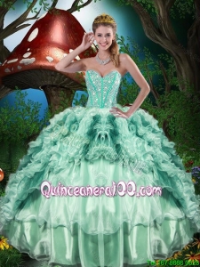 2016 Fall New Style Sweetheart Quinceanera Dresses with Beading and Ruffles