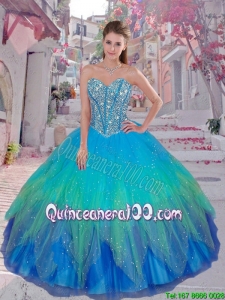 Discount 2016 Fall Beaded Ball Gown Quinceanera Dresses