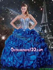 Luxurious 2016 Spring Royal Blue Quinceanera Dresses with Beading and Pick Ups