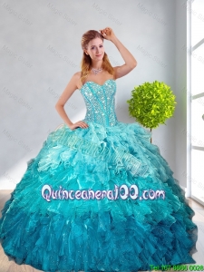 2016 Fall New Style Multi Color Quinceanera Gown with Ruffles and Beading