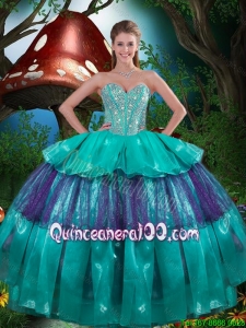 2016 Summer Cheap Sweetheart Beaded Quinceanera Dresses with Ruching