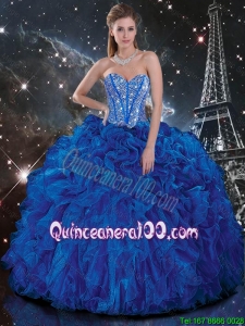 Fashionable 2016 Fall Royal Blue Quinceanera Dresses with Beading and Ruffles