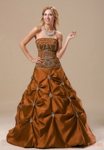 Vintage Inspired A-line Brown Embroidered Quinceanera Dresses