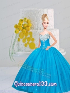 Appliques and Pick-ups Quinceanera Dress For Barbie Doll in Baby Blue
