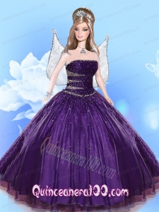 Beading Quinceanera Dress For Barbie Doll in Dark Purple