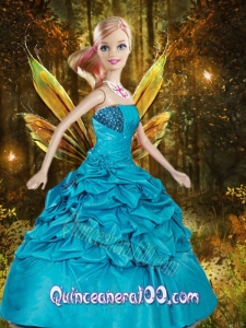 Beading and Pick-ups Quinceanera Dress For Barbie Doll in Blue