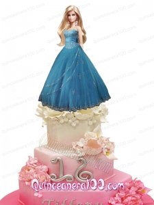 Blue Quinceanera Dress For Barbie Doll with Appliques