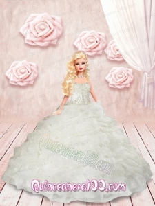 Appliques and Ruffles Quinceanera Dress For Barbie Doll in White