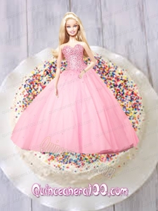 Baby Pink Quinceanera Dress For Barbie Doll with Beading
