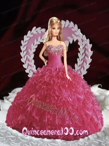 Beading and Ruffles Quinceanera Dress For Barbie Doll in Fuchsia