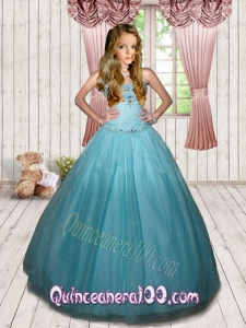 2014 Elegant Beading Sweet Sixteen Little Girl Pageant Dress in Sky Blue