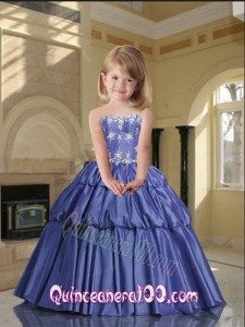 Brand New Strapless Lavender Little Girl Pageant Dress with Appliques