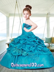 Lovely Blue Little Girl Pageant Dress with Beading and Pick-ups for 2014
