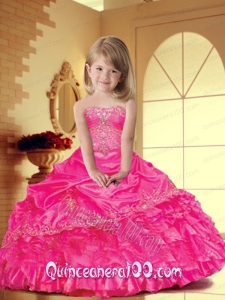 Lovely Hot Pink Little Girl Pageant Dress with Appliques for 2014