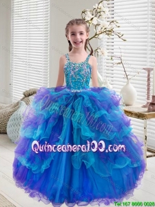 Comfortable Beaded and Ruffled Layers Little Girl Pageant Dresses in Multi Color
